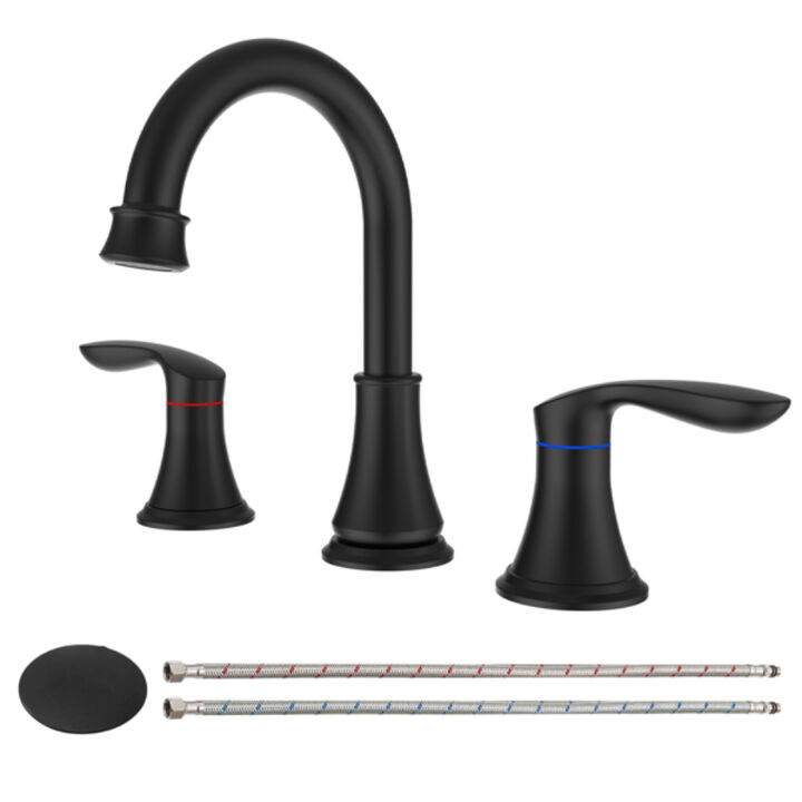 2-Handle Widespread Bathroom Sink Faucet, 3-Hole Vanity Faucet with Swivel Spout 2-Handle Widespread Bathroom Sink Faucet, 3-Hole Vanity Faucet with Swivel Spout