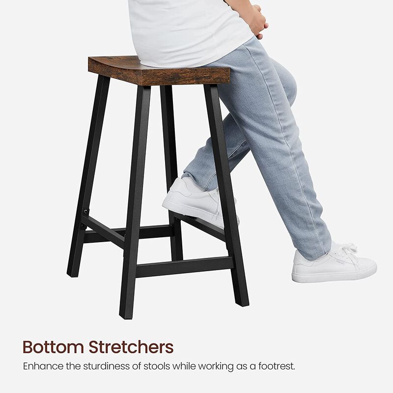 Set of 2 Bar Chairs with Footrest for Kitchen Breakfast
