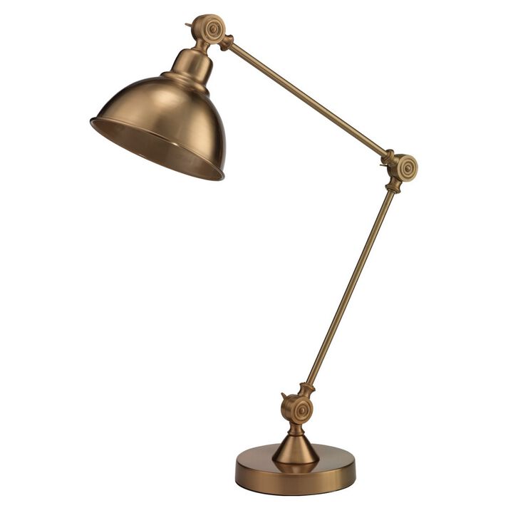 Table Lamp with Adjustable Tubular Metal Frame, Brass-Benzara