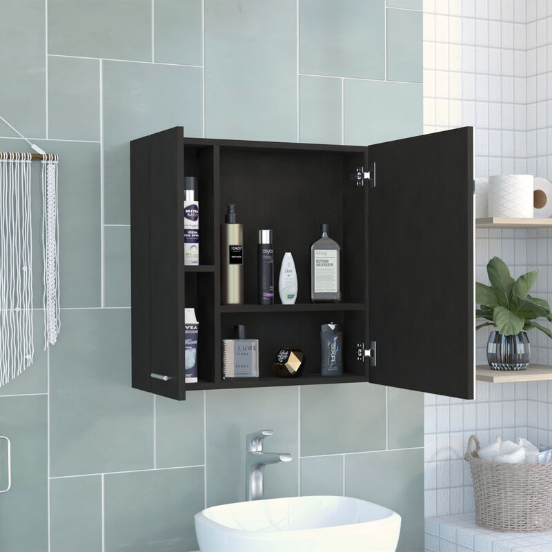 DEPOT E-SHOP Harbor Medicine Double Door Cabinet,Four Interior Shelves, Black