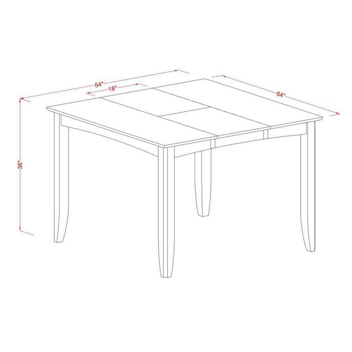 East West Furniture Fairwinds  Gathering  Counter  Height  Dining  Square  54  Table  with  18  Butterfly  Leaf  finished  in  Cappuccino