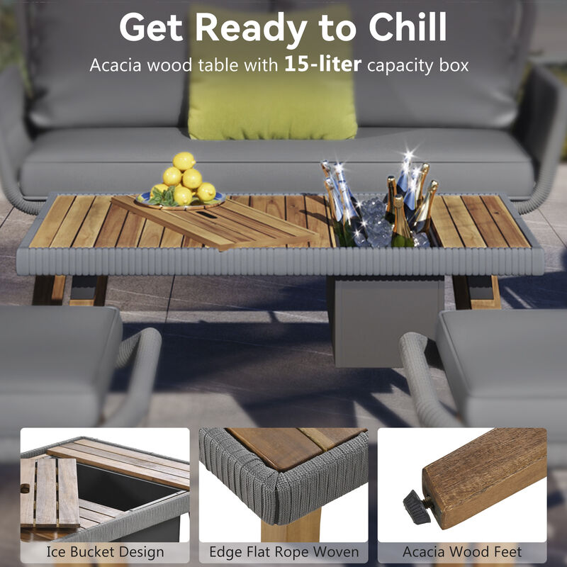 Merax 6-Piece Rope Outdoor Patio Furniture Seating Set