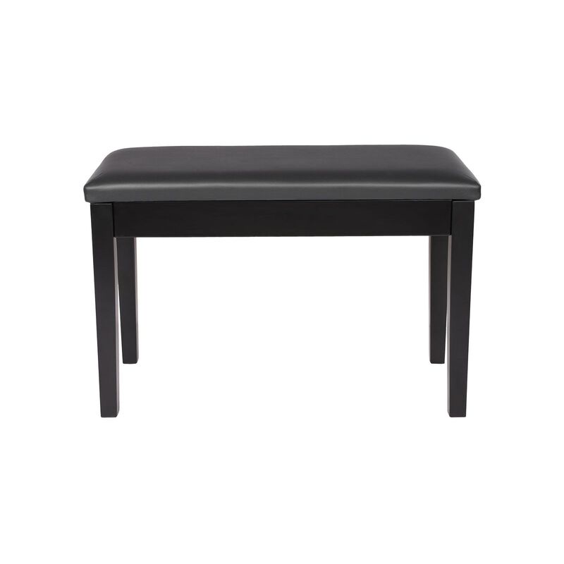 Wooden Duet Piano Bench with Padded Cushion and Music Storage -Black