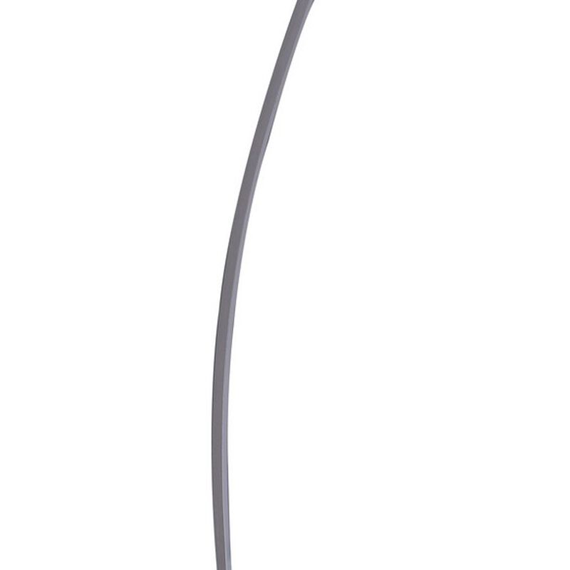Floor LED Lamp with Metal Arched Design, Brushed Silver-Benzara