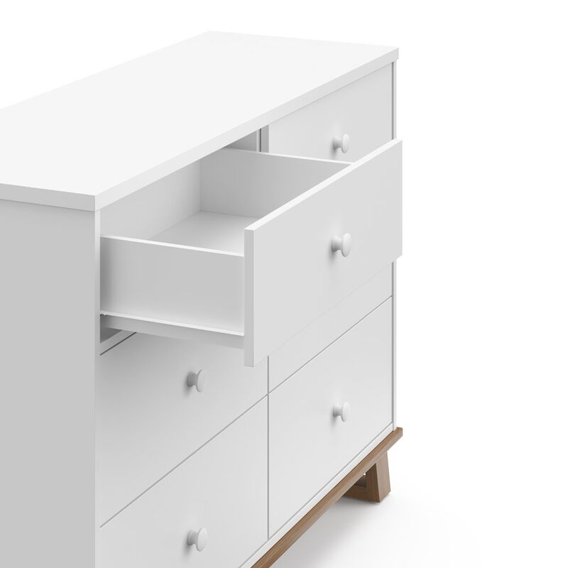 Storkcraft Modern 6 Drawer Dresser (White with Vintage Driftwood)