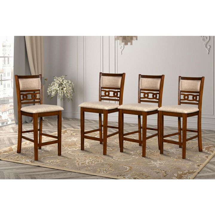 New Classic Furniture Gia Cherry Wood Counter Chair with Fabric Seat (Set of 4)