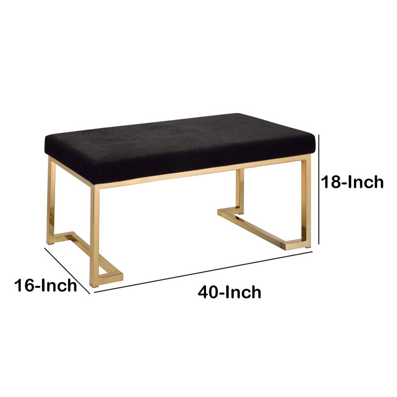 Astonishing Bench, Black Fabric & Gold-Benzara