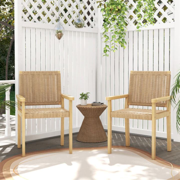 Hivvago Indoor Outdoor Wood Chair Set of 2-Natural