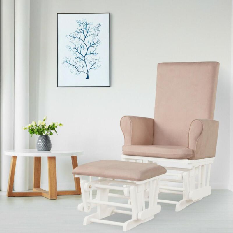 Hivvago Baby Nursery Relax Rocker Rocking Chair Glider and Ottoman Cushion Set