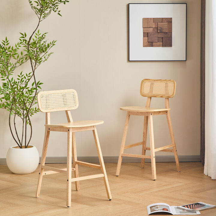 Merax 2 Pieces Wood Bar Stools Dining Chairs
