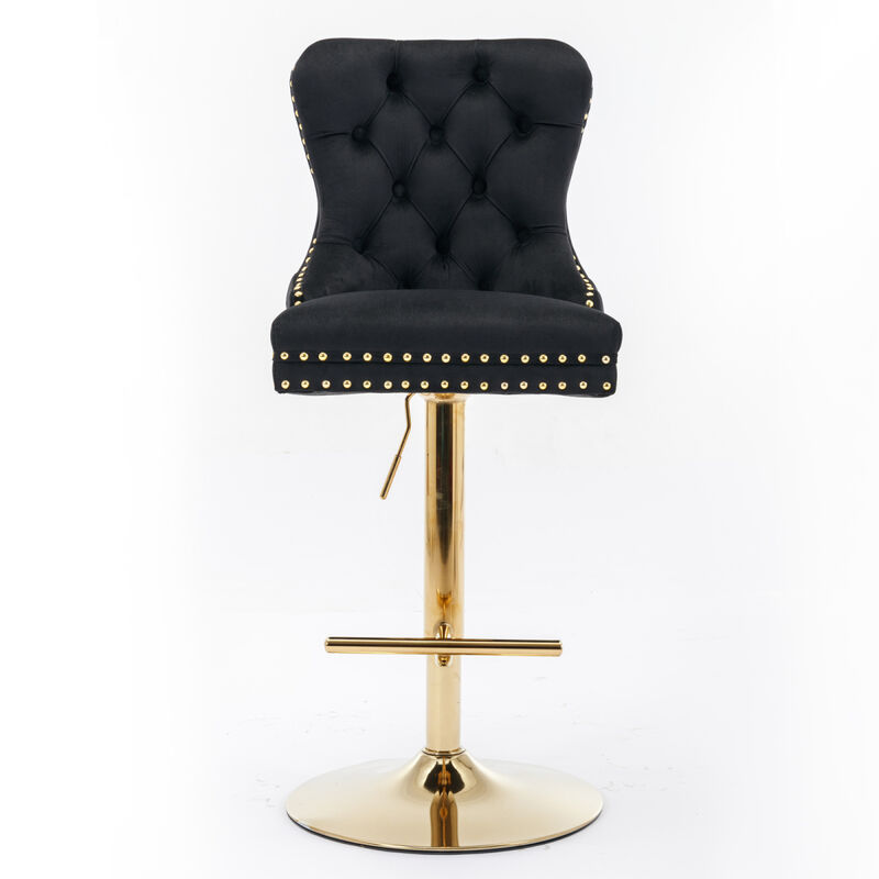 Modern Velvet Swivel Bar Stools, Set of 2