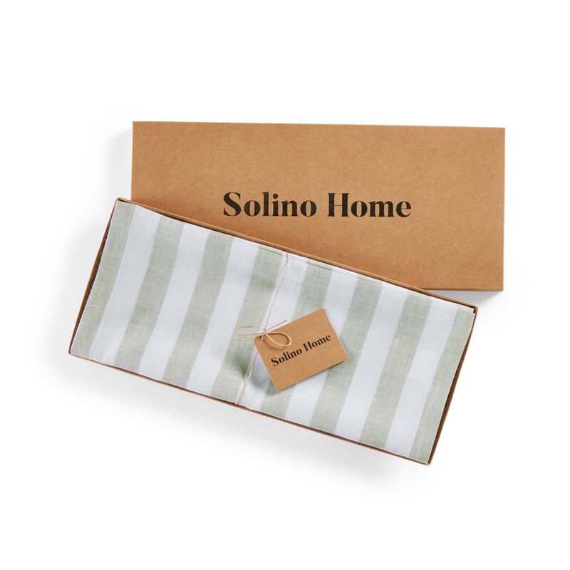 Solino Home 100% Pure Linen Table Runner 14 x 48 Inch | Sorrento Stripe