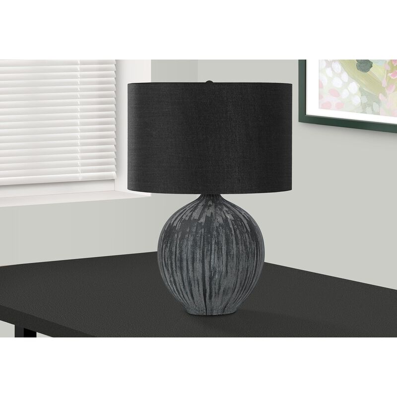 Monarch Specialties I 9618 - Lighting, 23"H, Table Lamp, Black Ceramic, Black Shade, Contemporary