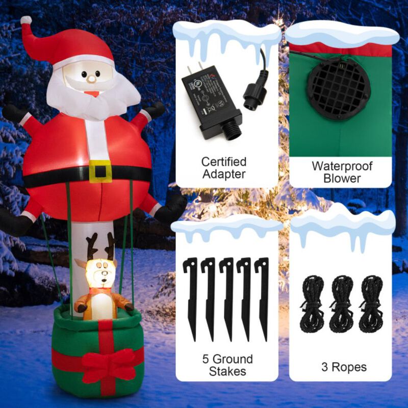 Hivvago 8 Feet Inflatable Santa Claus and Reindeer