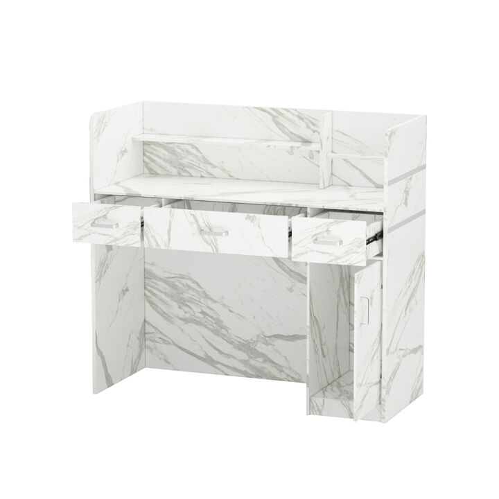 47.2 in. Rectangle Gray Wooden Console Table with 3-Drawers, Cabinet and Shelves Side Table for Entryway Hallway
