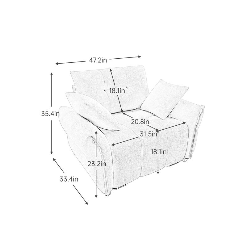 Merax Chenille Ergonomic  1- Seat Single Sofa for Living Room