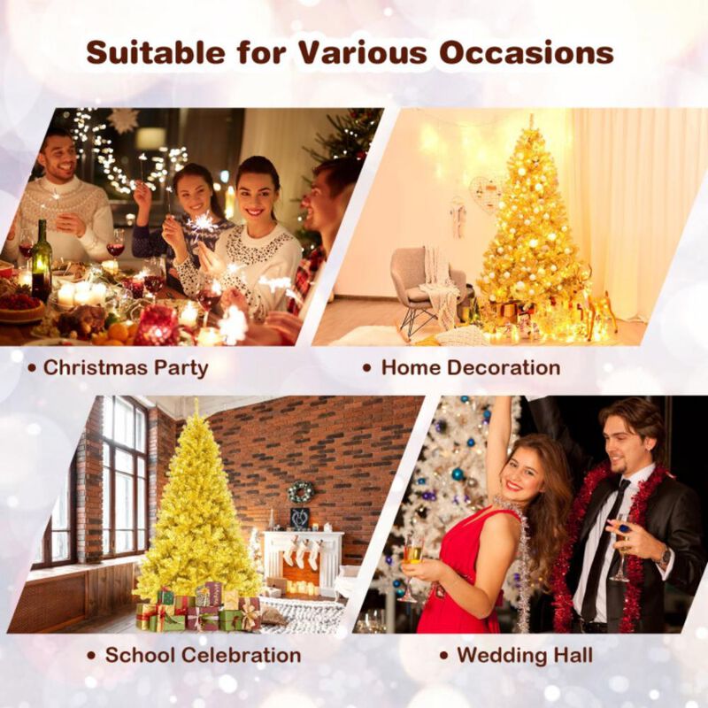Artificial Tinsel Christmas Tree Hinged with Foldable Stand