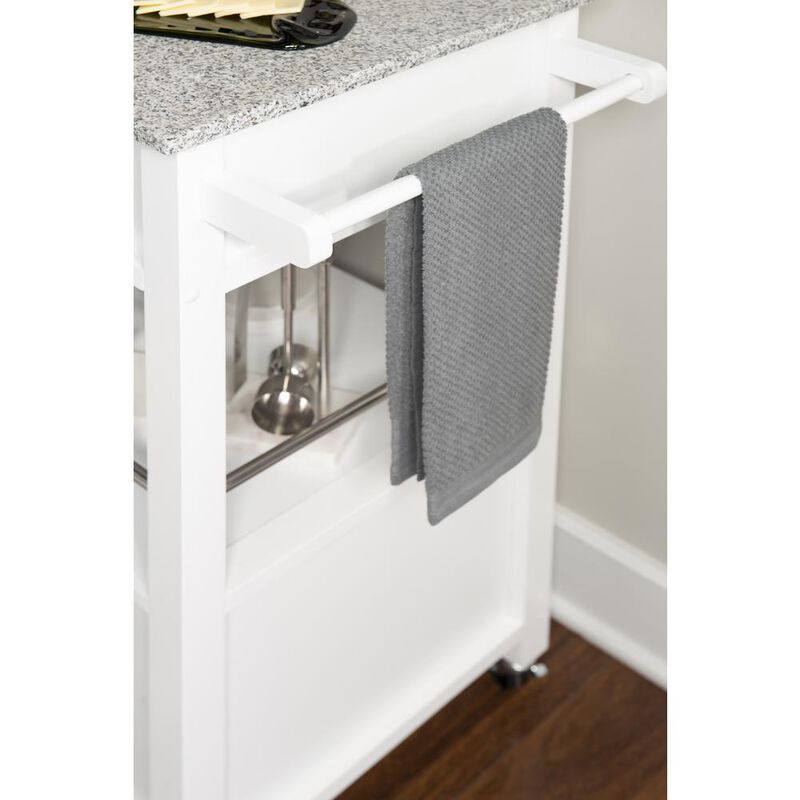 Linon Cameron White Kitchen Cart With Granite Top