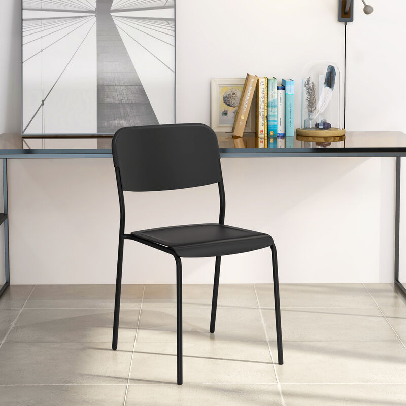 Modern Dining Chairs Set of 4 with Tilted Backrest and Sturdy Metal Legs