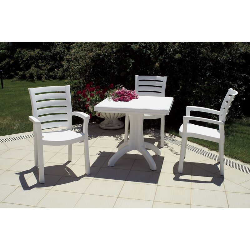 35.5" Brown Resin Solid Stackable Weather Resistant Dining Arm Chair