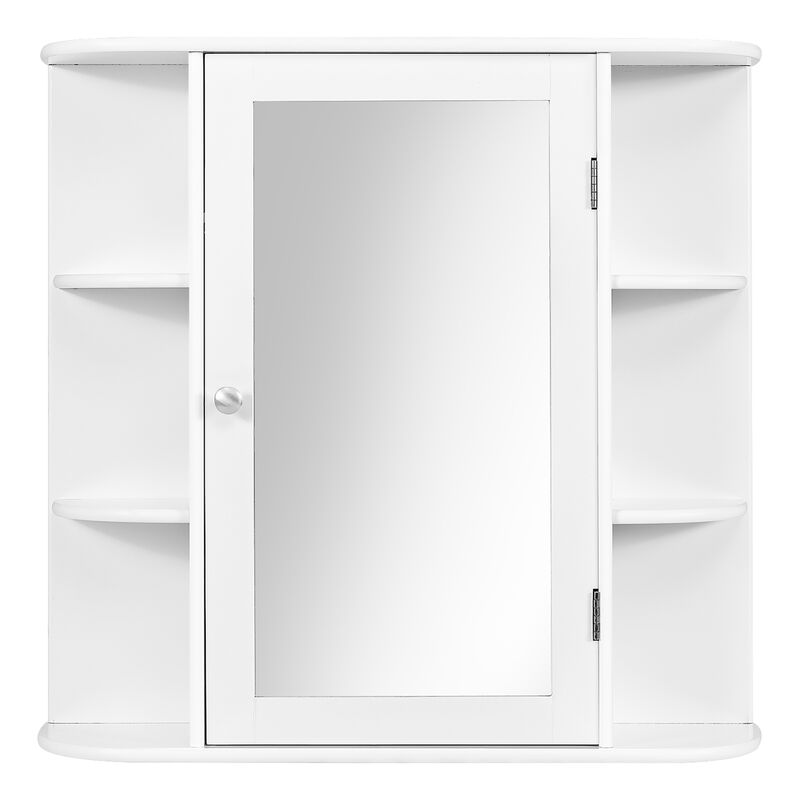 Costway Multipurpose Mount Wall Surface Bathroom Storage Cabinet Mirror Gray