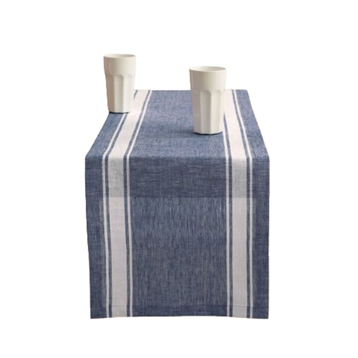 Solino Home 100% Pure Linen Tablecloth | Farmhouse Stripe