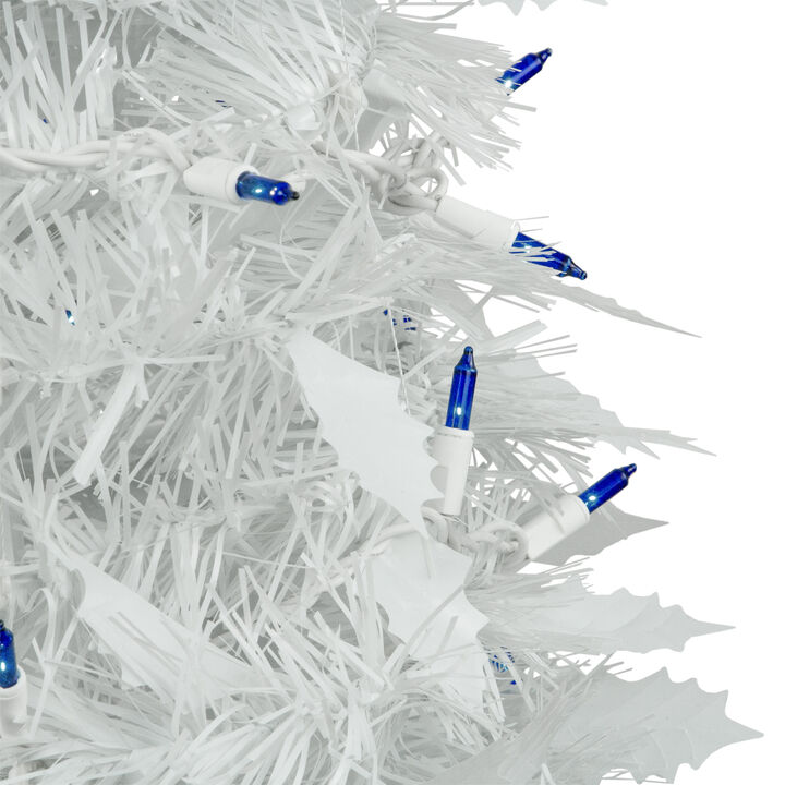 6ft Lighted White Tinsel Pop-Up Artificial Christmas Tree  Blue Lights