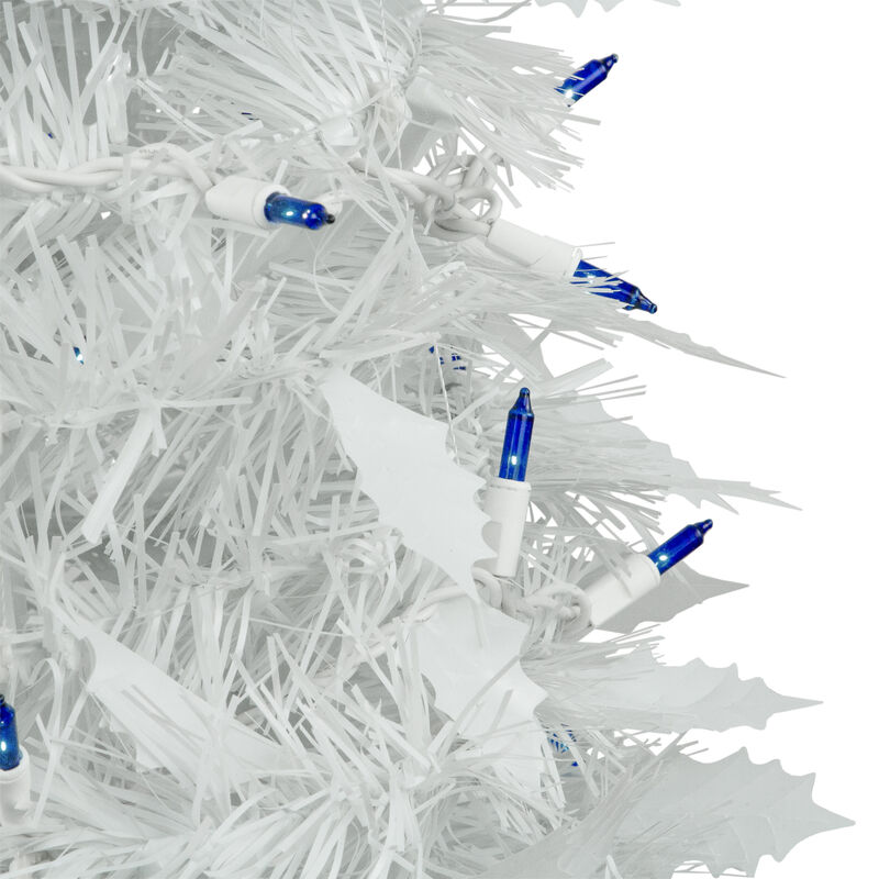 6ft Lighted White Tinsel Pop-Up Artificial Christmas Tree  Blue Lights