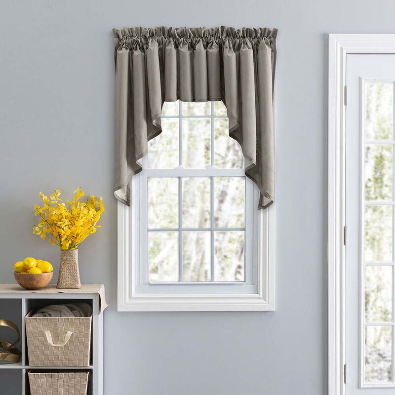 Ellis Stacey Lined 3" Rod Pocket High Quality Fabric Solid Color Window Swag Set Filler Valance 42"x13" Grey