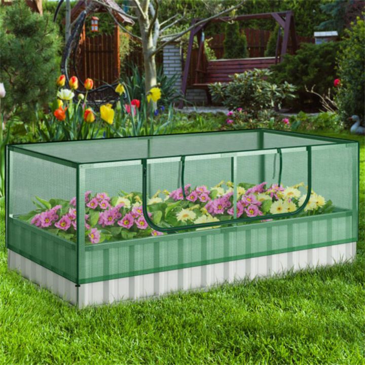 Mini Greenhouse Garden Bed Compact Raised Planter with Protective Cover for Outdoor Gardening