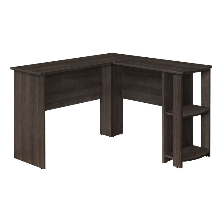 Monarch Specialties I 7722 Computer Desk, Home Office, Corner, Storage Shelves, 48"L, L Shape, Work, Laptop, Laminate, Brown, Contemporary, Modern