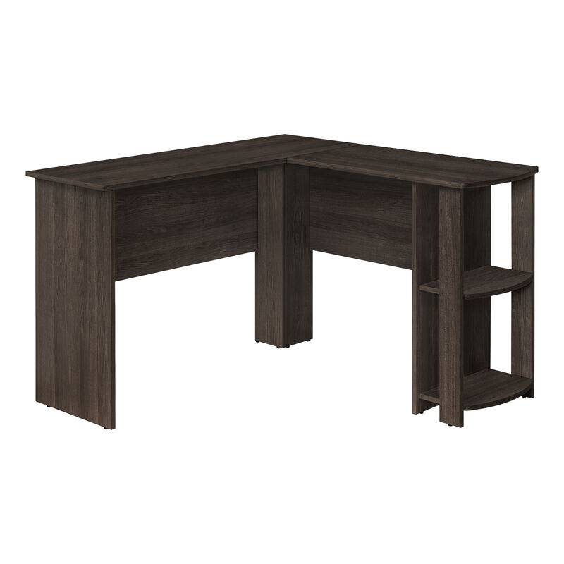 Monarch Specialties I 7722 Computer Desk, Home Office, Corner, Storage Shelves, 48"L, L Shape, Work, Laptop, Laminate, Brown, Contemporary, Modern