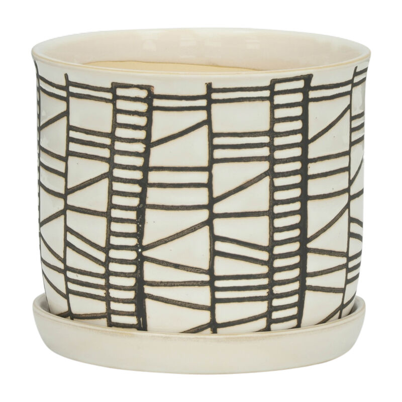 Planter W/ Saucer, Beige