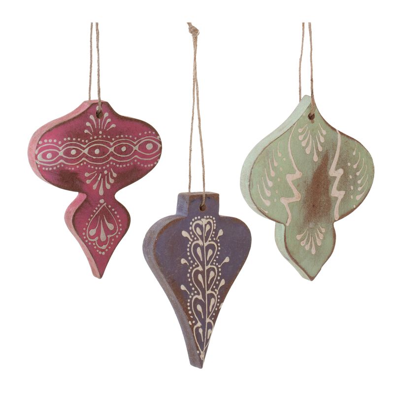 Wood Finial Ornament (Set of 12)