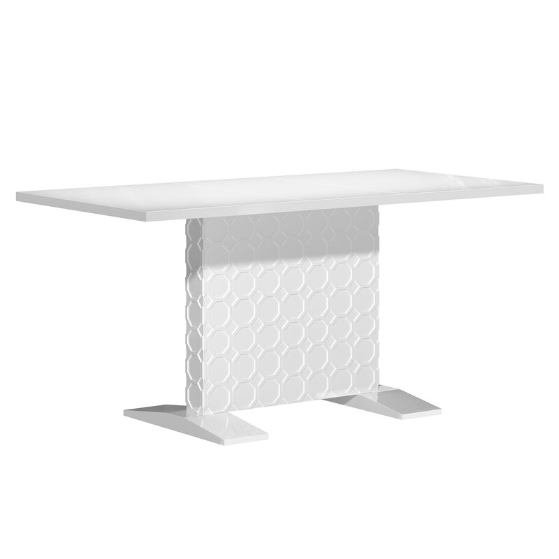 Black Wood 62.7 in. Pedestal Extendable Dining Table Seats 6
