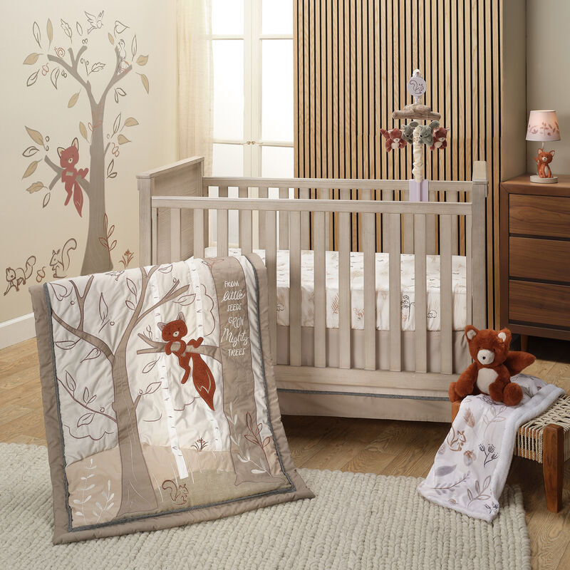 Lambs & Ivy Treetop Fox & Squirrel Woodland Musical Baby Crib Mobile Soother Toy
