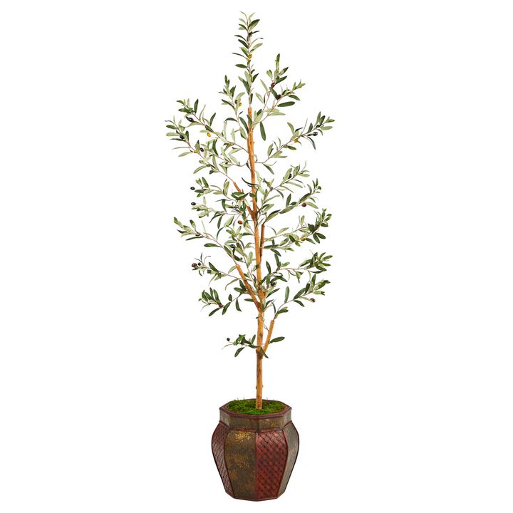 Hivvago 5.5 Feet Olive Artificial Tree in Decorative Planter