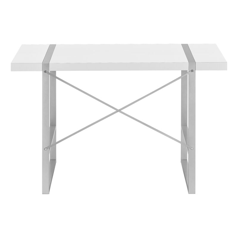 Monarch Specialties I 7663 Computer Desk, Home Office, Laptop, 48"L, Work, Metal, Laminate, White, Grey, Contemporary, Modern