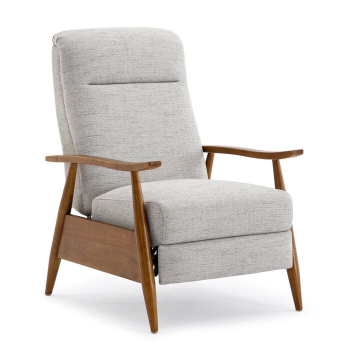 Comfort Pointe Terni Wood Arm Push Back Recliner in Performance Fabric - Sea Oat