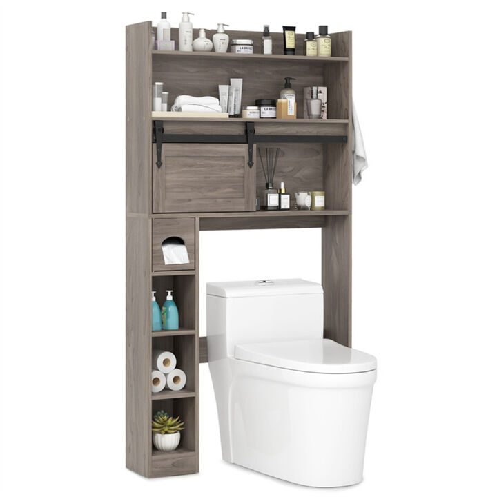 Freestanding Toilet Storage Cabinet with Adjustable Shelves, Bathroom Organizer