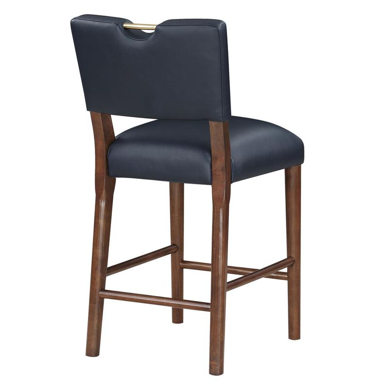 Comfort Pointe Bonito Midnight Blue Faux Leather Wood Counter Height Stool