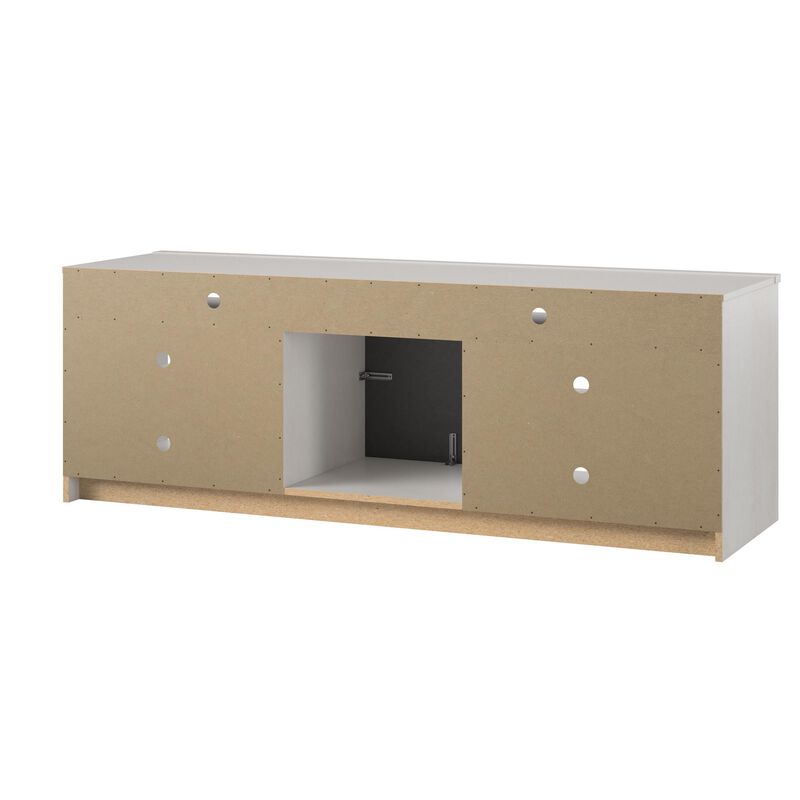 REALROOMS Hickory Hill 75" TV Stand with Electric Fireplace Space Heater and 6 Shelves