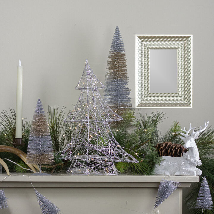 15.25" LED Lighted B/O Silver Wire and Bead Christmas Tree - Warm White Lights