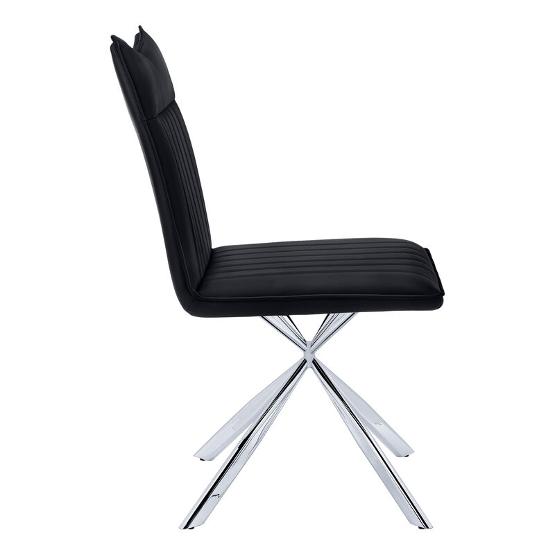 Monarch Specialties I 1213 Dining Chair, Set Of 2, Side, Upholstered, Kitchen, Dining Room, Pu Leather Look, Metal, Black, Chrome, Contemporary, Modern