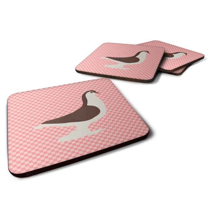Caroline's Treasures Large Pigeon Pink Check Decorative coasters, 3.5, Multicolor