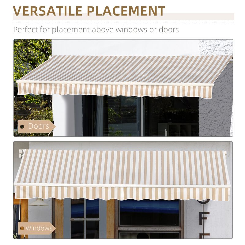 Beige/White Sun Cover: 12'x10' Adjustable Retractable Patio Awning