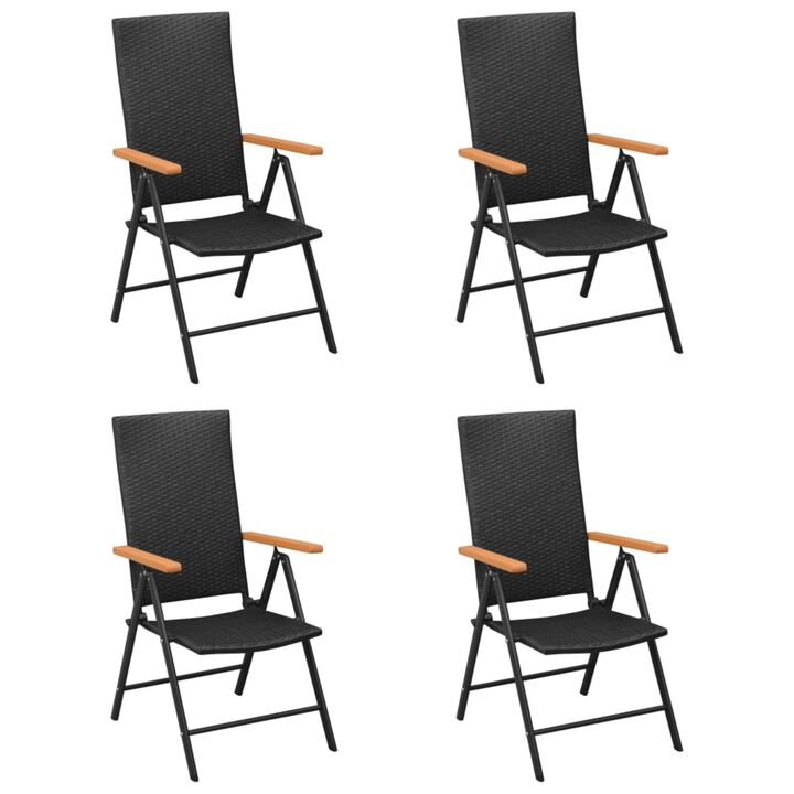 vidaXL Garden Chairs 4 pcs Poly Rattan Black