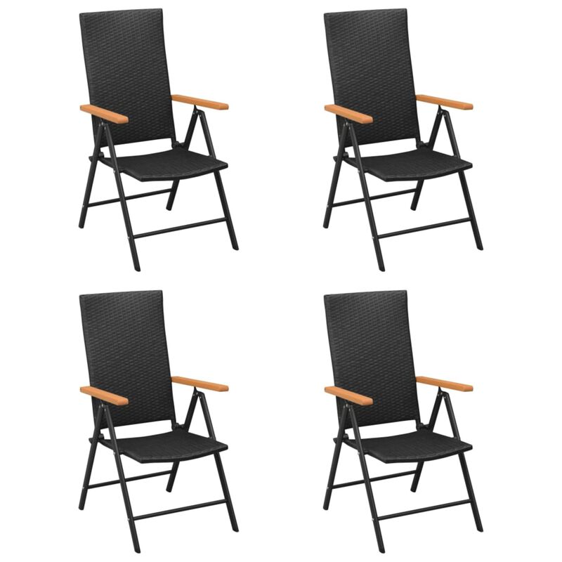 vidaXL Garden Chairs 4 pcs Poly Rattan Black