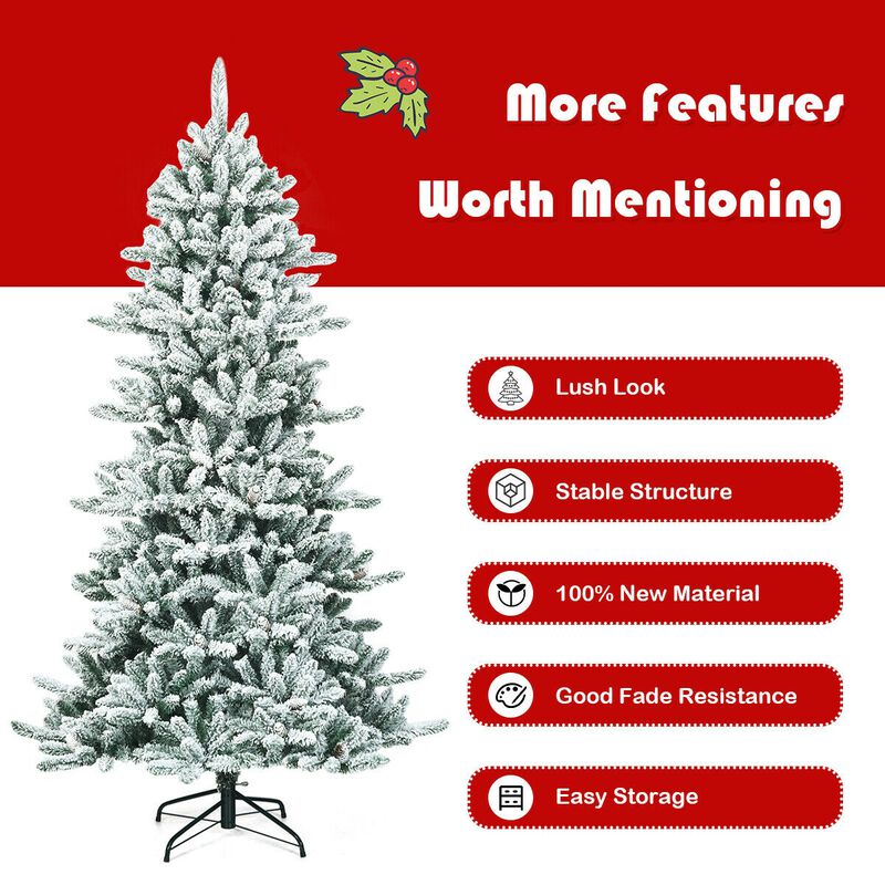 Snow Flocked Slim Artificial Christmas Fir Tree