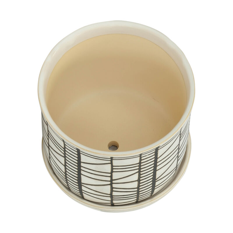 Planter W/ Saucer, Beige